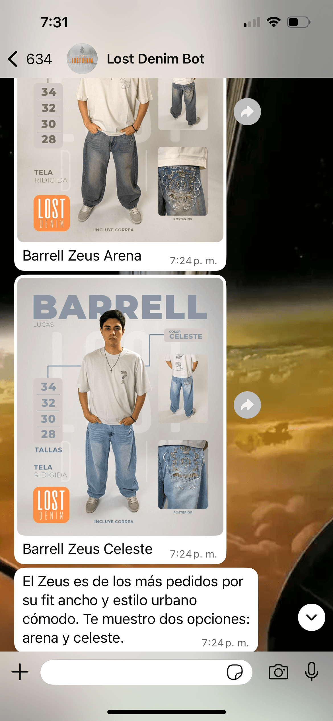 DenimBot enviando fichas de producto con imágenes